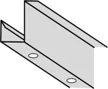 Attached image file 'n Eenvoudige swart-en-wit illustrasie van 'n L-vormige metaalbeugel met twee gate op sy horisontale basis en 'n vertikale regop gedeelte.